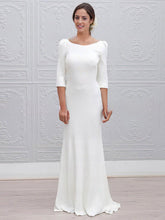 Mermaid Scoop Neck Silk-like Satin Wedding Dress with Trumpet Sweep Train